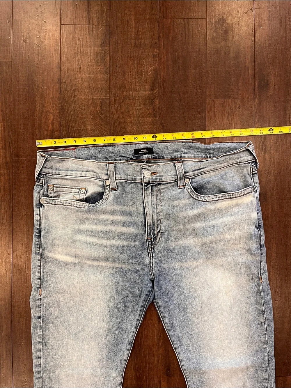 True Religion Jeans Mens 44 World Tour Rocco Relaxed Skinny Stretch Denim Blue